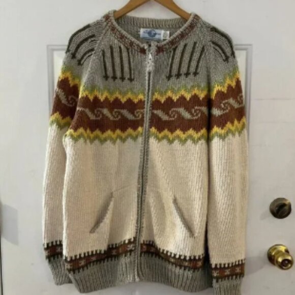 The Sweater Venture Handknit Beautiful Fair Isle Cotton Winter Sweater Sz XL - Picture 1 of 5